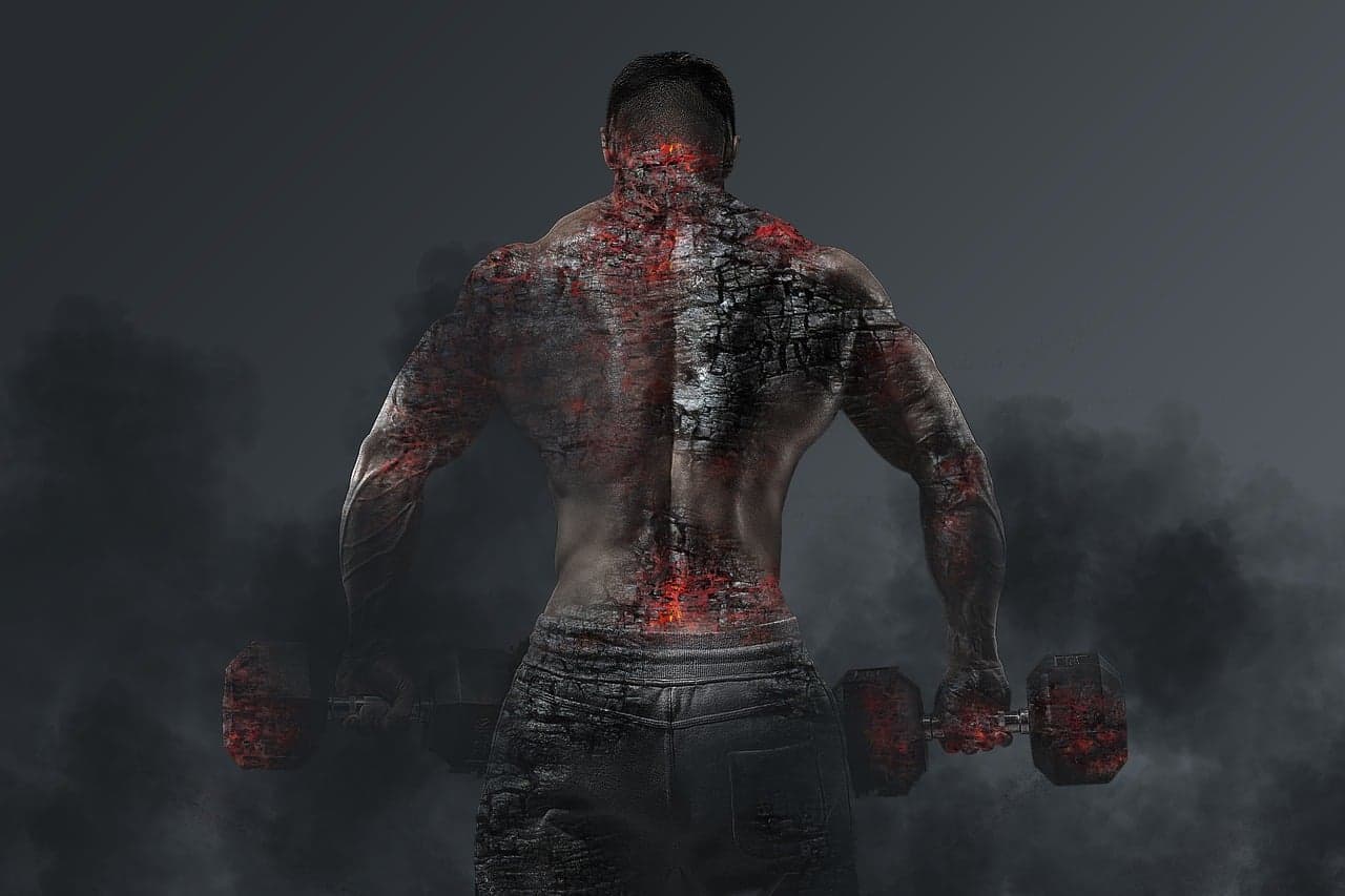 Silhouette of a man in the fight — the enemy is himself